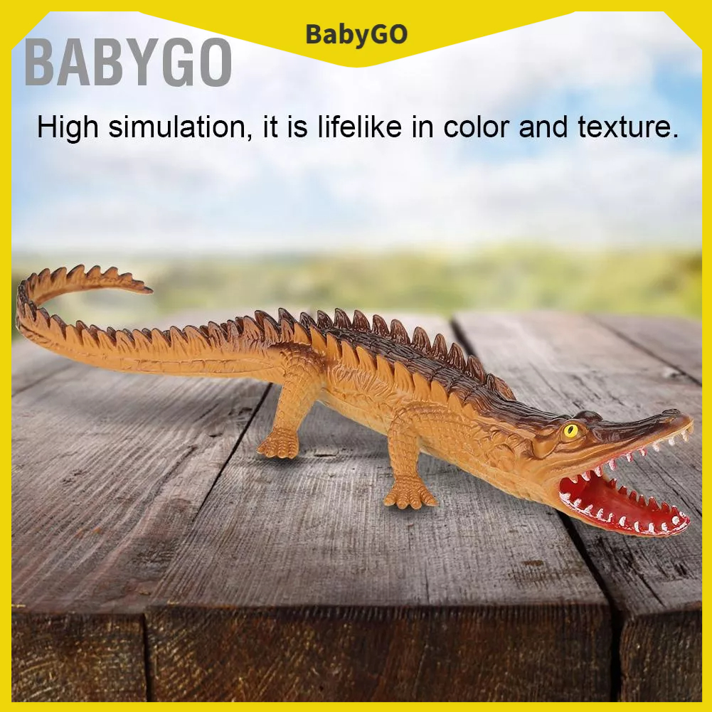 ● BabyGo Mô hình động vật bò sát cá sấu bằng nhựa mềm có âm thanh Giáo dục cho trẻ em Đồ chơi thông hơi chống căng thẳng