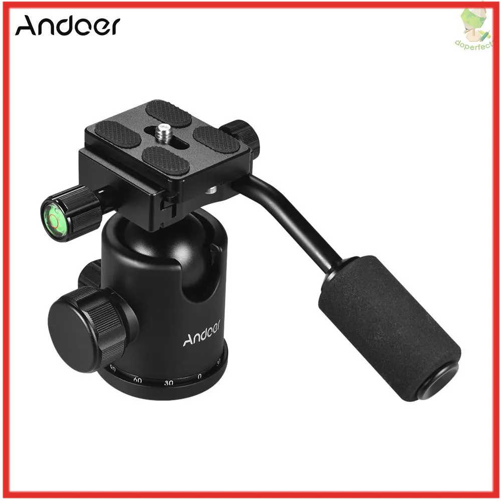 Andoer Handle Tripod Ball Head 360 Degree Rotating Panoramic Ballhead  with 1/4inch Srew 3/8inch Screw Hole for DSLR Cam   Came-6.5