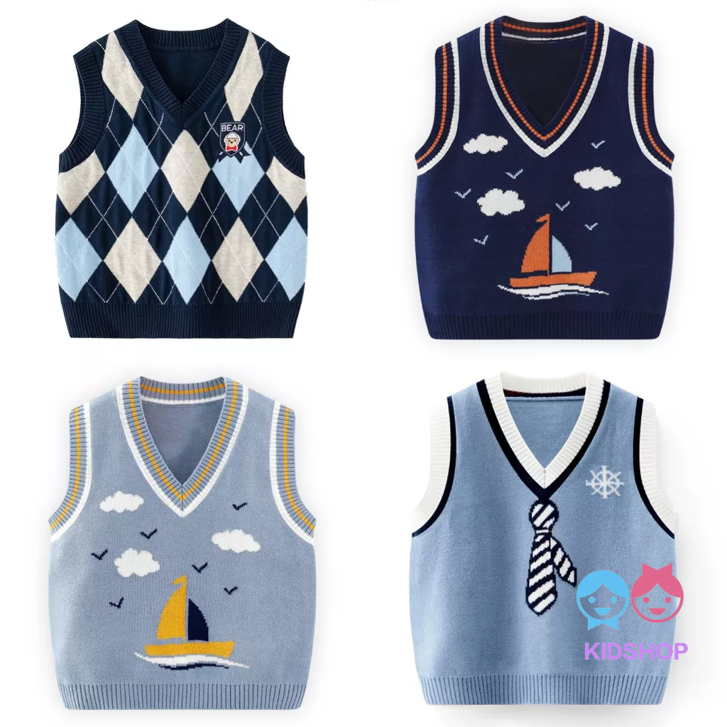 Wapypy Áo Khoác cardigan sweater Không Tay Thời Trang Cho Bé Trai