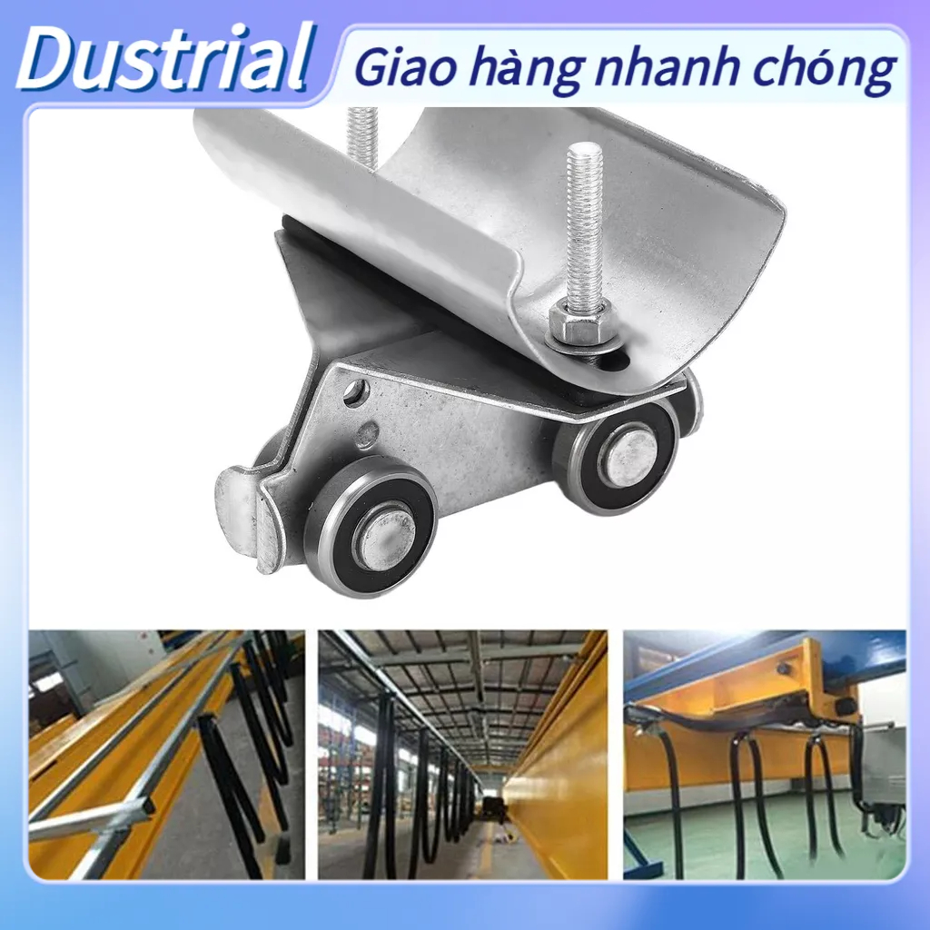 Dustrial Xe đẩy con lăn bằng thép không gỉ Đường kính ròng rọc 24mm Cáp theo dõi xe