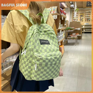 BAGFUL Ba lô cặp đi học nữ balo da đi học hình vuông công suất lớn