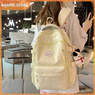 BAGFUL Ba lô cặp đi học nữ balo da đi học thời trang sữa vàng công suất lớn