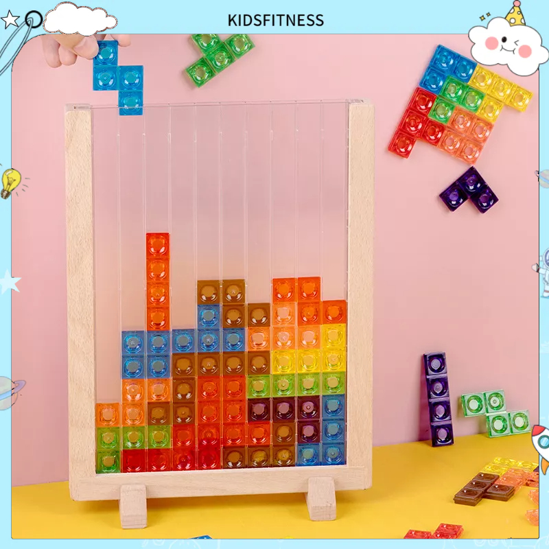 KidsFitness Khối 3D đầy màu sắc Trò chơi trí tuệ Bảng xếp hình trong suốt Đồ trêu ghẹo não
