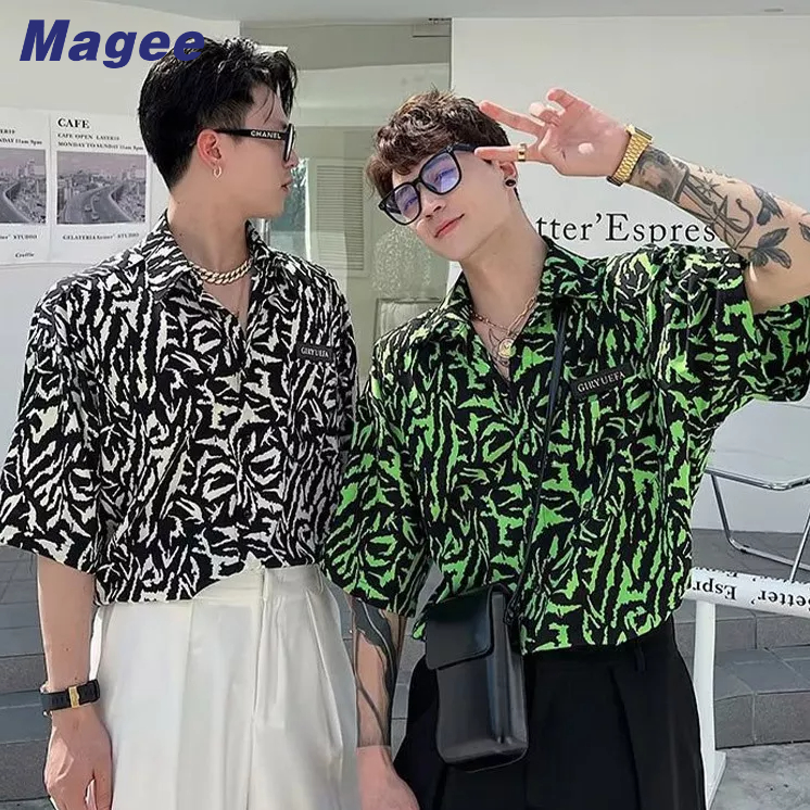 Áo Sơ Mi Nam Tay Lửng In Hoa Thời Trang Hàn Quốc
