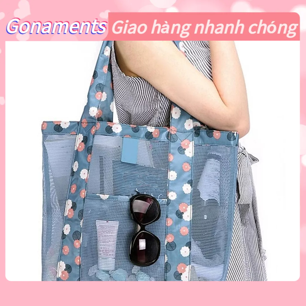 Gonaments Túi Tote Đi Biển Chống Thấm Nước Công Suất Lớn Thường Ngày Vải Oxford Xách Lưới Cho Mua Sắm Bơi