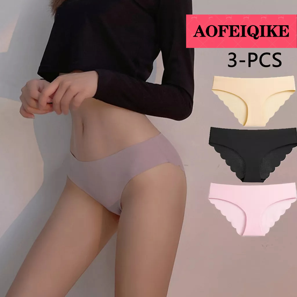 Set 3 quần lót AOFEIQIKE vải lụa băng không đường may siêu mỏng size S-XXL cho nữ