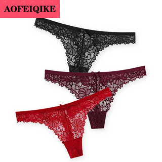 AOFEIQIKE Quần lót nữ G String Thong cạp thấp thêu ren hoa rỗng gợi cảm thoáng khí M-XL