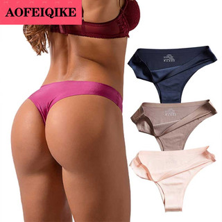 Quần lót lọt khe AOFEIQIKE vải nylon lụa băng liền mạch thoải mái co giãn tốt phong cách sex thể thao cho nữ M-3XL