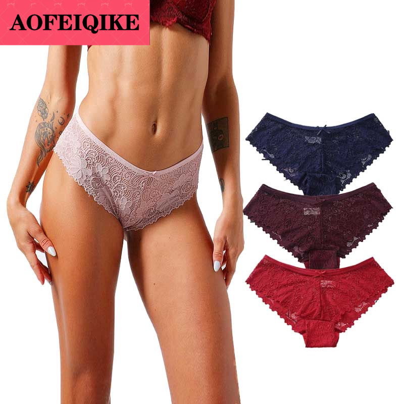 AOFEIQIKE Quần lót ren lưng thấp thoáng khí thoải mái quyến rũ size S-XXL cho nữ