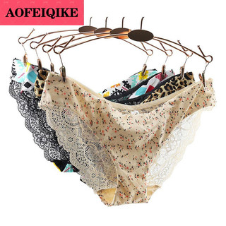 AOFEIQIKE Quần lót nhiều kiểu họa tiết tùy chọn phối ren gợi cảm cho nữ
