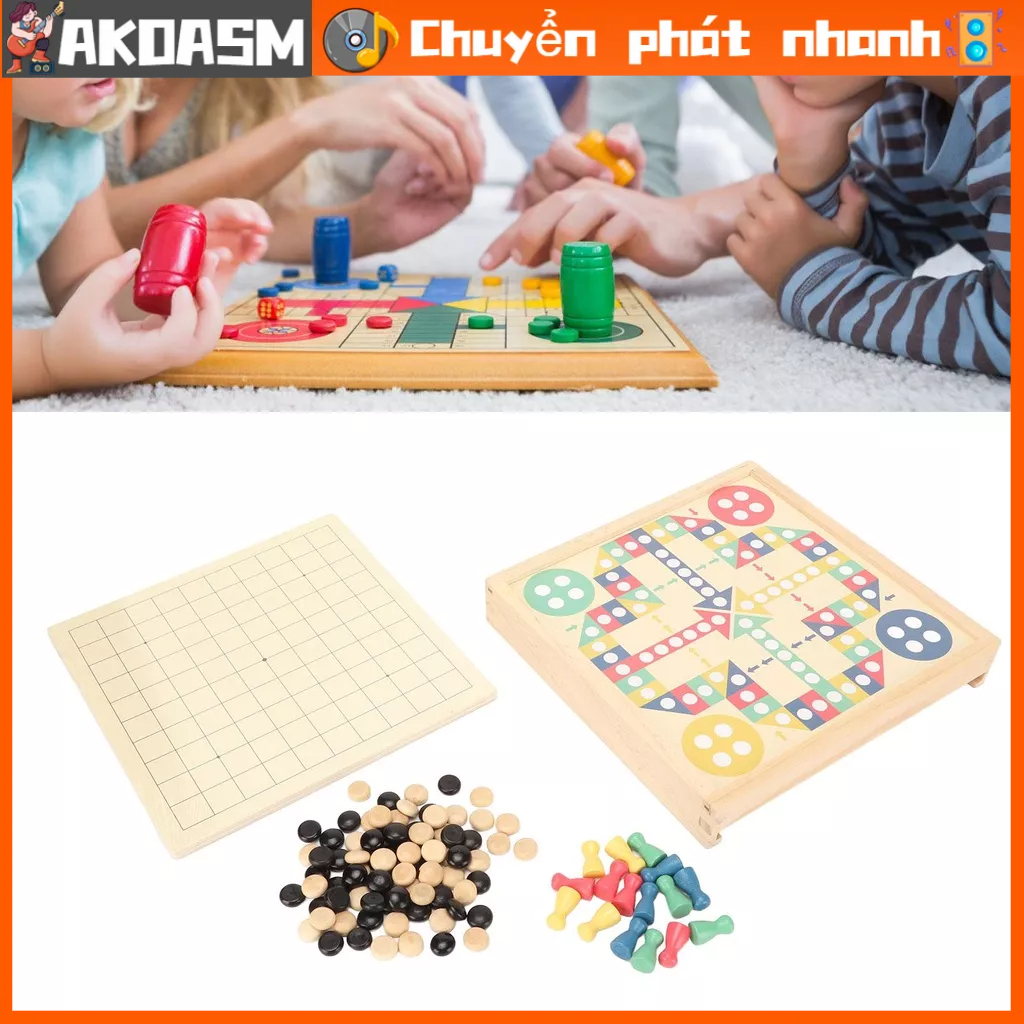 AKOASM Bộ Trò Chơi Bàn Cờ Gỗ 5 Trong 1 Di Động Đa Năng Để Cho Trường Học Tại Nhà