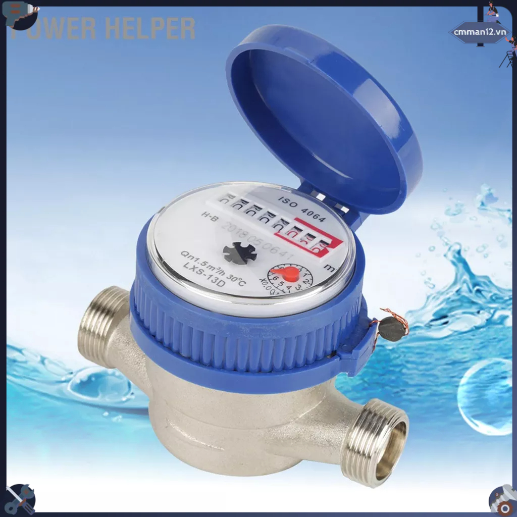 Power Helper Đồng hồ đo nước lạnh 15mm 1/2 inch có phụ kiện dùng cho vườn và gia đình cmman12.vn