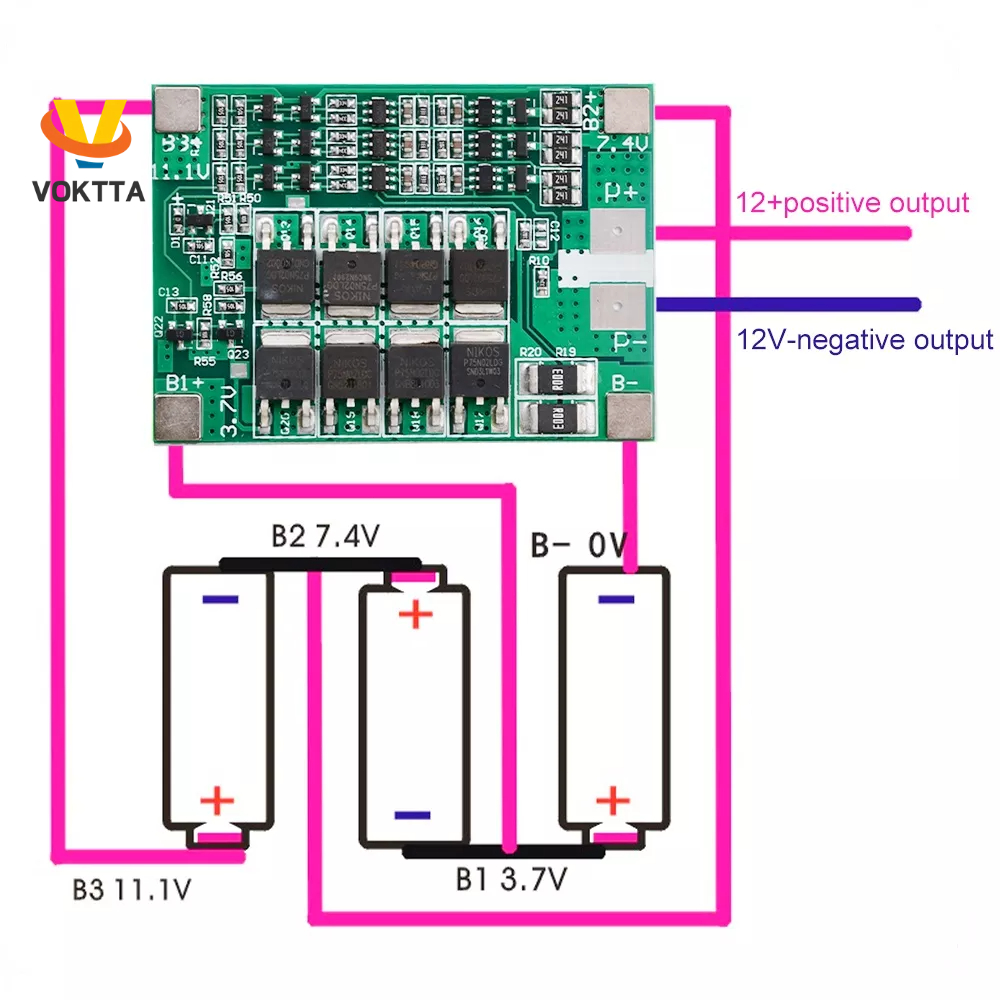 Bảng Mạch Bảo Vệ Pin Lithium 3S 12V 40A BMS PCB Kèm Sạc Cân Bằng