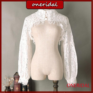 Cổ áo ren tay dài phồng tháo rời được trang trí cho nữ