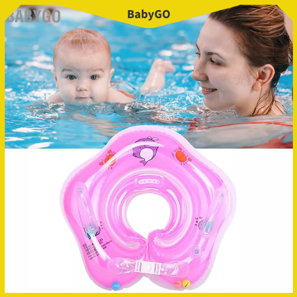 BabyGo Phao cổ cho trẻ sơ sinh Vòi phun khí đôi PVC Túi chống rò rỉ Vòng bơi