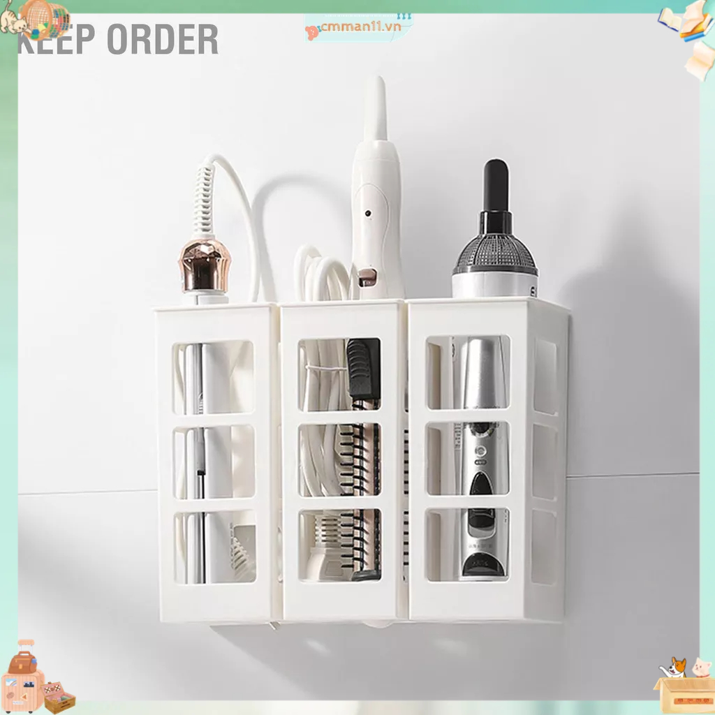 Keep order Treo Tường Tóc Giá Đỡ Hông Làm Dụng Cụ Uốn Hộp Sắp Xếp Cho Phòng Tắm Ngủ