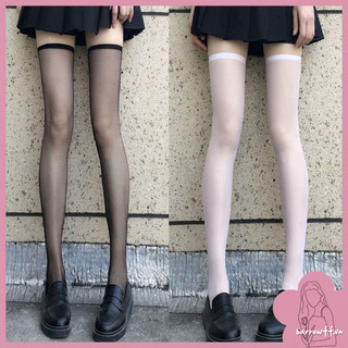 Vớ cao trên đầu gối vải lụa xuyên thấu phong cách lolita thời trang cho nữ