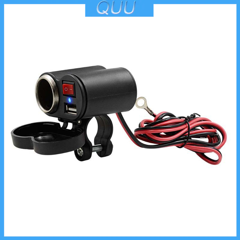 Tẩu sạc USB 12V gắn tay lái xe mô tô chống thấm nước có công tắc tiện lợi