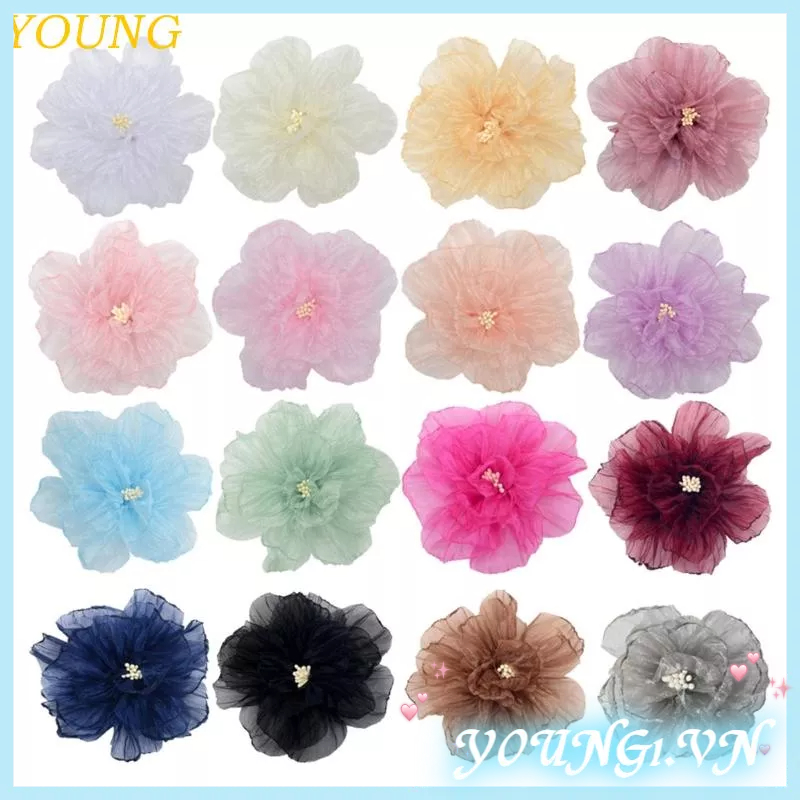 Hoa 3D Bằng Vải Organza Tự Làm Thủ Công Trang Trí Quần Áo