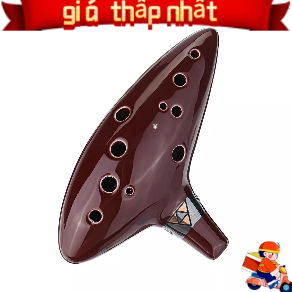 Sáo Ocarina Gốm 12 Lỗ Kèm Dây Đeo Và Giá Đứng Trưng Bày Nhạc Cho Người Mới Bắt Đầu