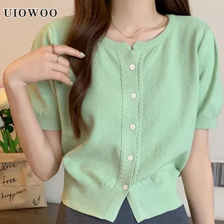 Áo cardigan Ngắn Tay Cổ Tròn Dáng Ôm Phong Cách Hàn Quốc Thời Trang Mùa Hè Cho Nữ