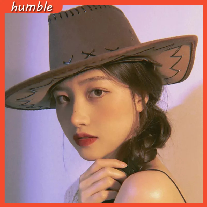 Mũ Cao Bồi Vành Rộng Kiểu Cao Bồi Vintage Phương Tây Dễ Phối Đồ