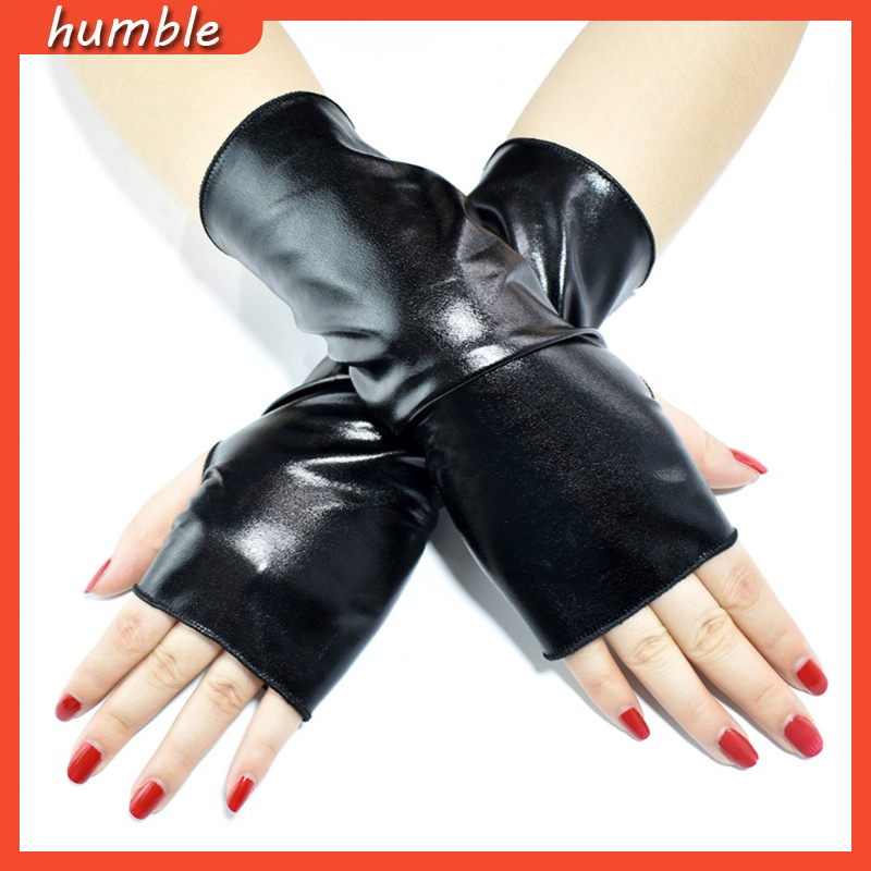 Găng tay da hở ngón phong cách hip hop cho nữ