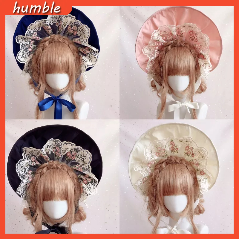 Mũ Bonnet Đính Ruy Băng Phong Cách Lolita Cho Nữ