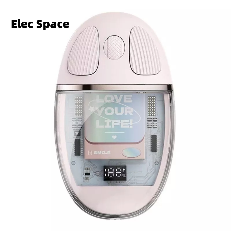 Elec Space Chuột Quang Không Dây 2.4G + Bluetooth Trong Suốt Có Đèn Nền Cho Máy Tính