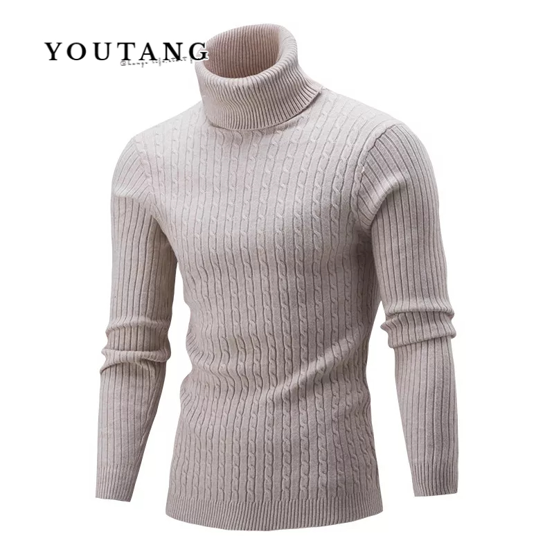 Youtang Áo Len Dệt Kim Cổ Lọ Mỏng