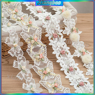 1 Dải Dây Ren Hoa Hồng Đính Hạt Ngọc Trai / Ngọc Trai / Ruy Băng Thêu Thủ Công diy
