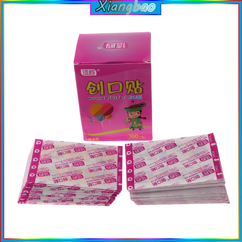 Set 100 băng cá nhân chống thấm nước thoáng khí hoạt hình