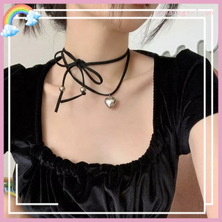Vòng cổ thắt nơ mặt trái tim thời trang có thể điều chỉnh