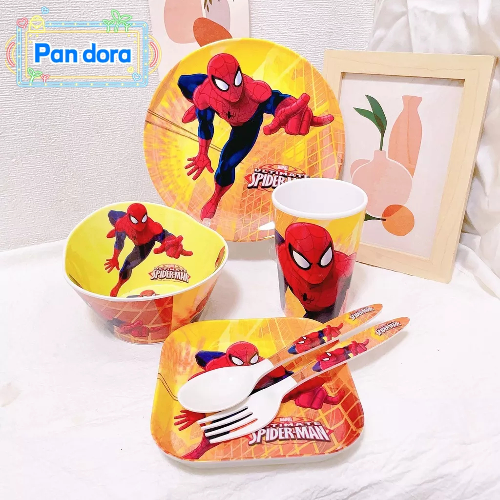 Bộ Dụng Cụ Bàn Ăn Hình Người Nhện Dễ Thương Cho Bé