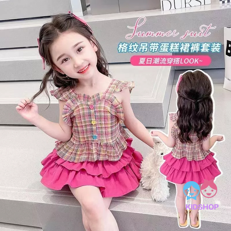 Áo Sơ Mi Tay Bay Họa Tiết Kẻ Sọc Nhiều Màu Sắc Phong Cách Mới Dành Cho Bé Gái