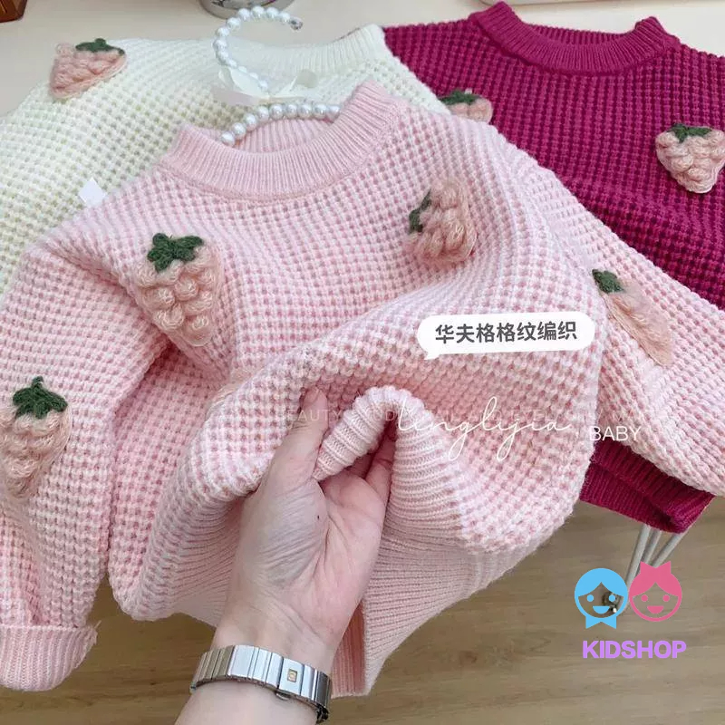 Áo Sweater Dệt Kim Phong Cách Hàn Quốc Màu Sắc Thời Trang Mùa Đông Xinh Xắn Cho Bé Gái