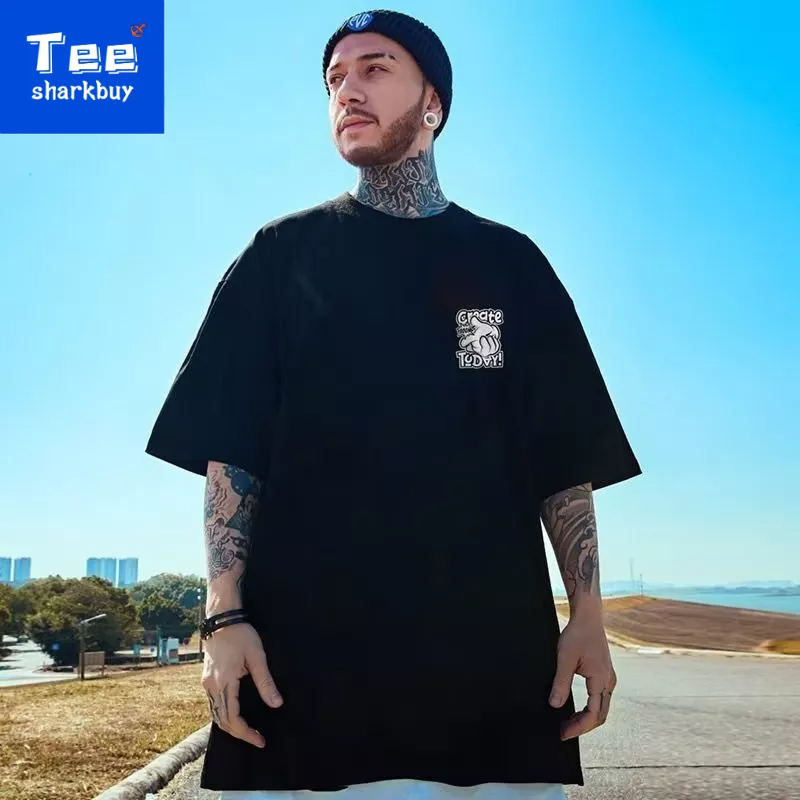 Áo thun unisex TEESHARKBUY ngắn tay 100% cotton thời trang plus size M-5XL