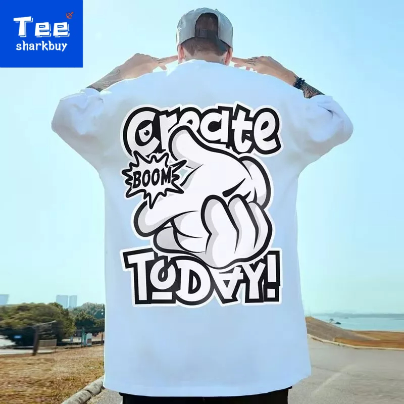 Áo thun unisex TEESHARKBUY ngắn tay 100% cotton thời trang plus size M-5XL