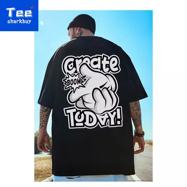 Áo thun unisex TEESHARKBUY ngắn tay 100% cotton thời trang plus size M-5XL