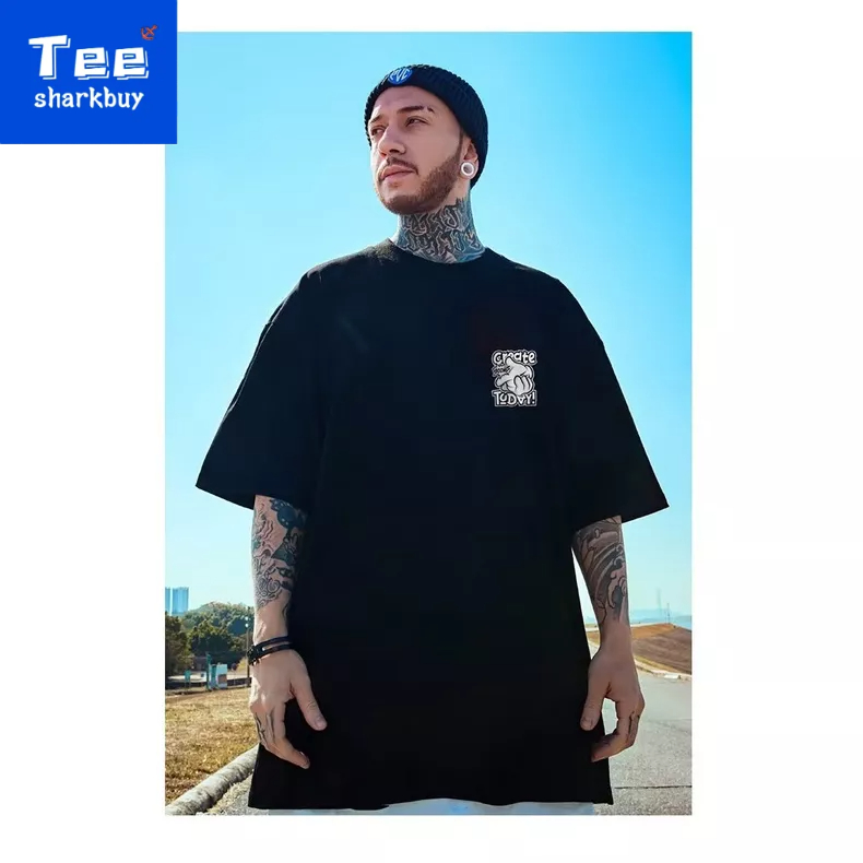 Áo thun unisex TEESHARKBUY ngắn tay 100% cotton thời trang plus size M-5XL