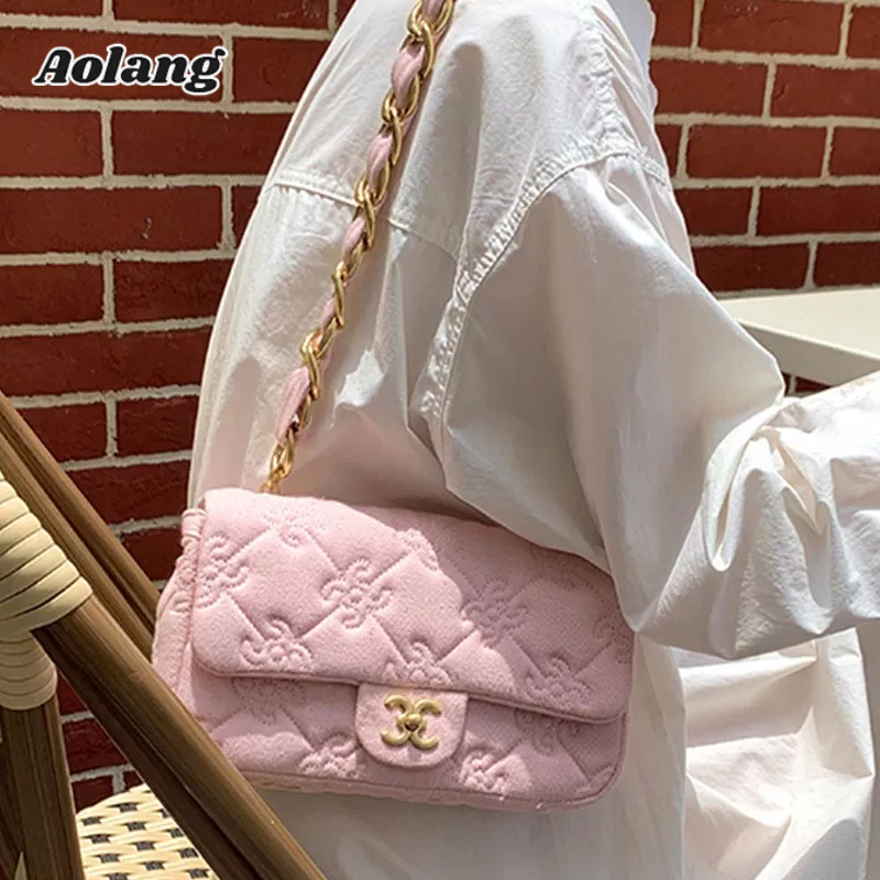 Túi Đeo Chéo Vải denim Thêu Họa Tiết Xinh Xắn Cho Nữ