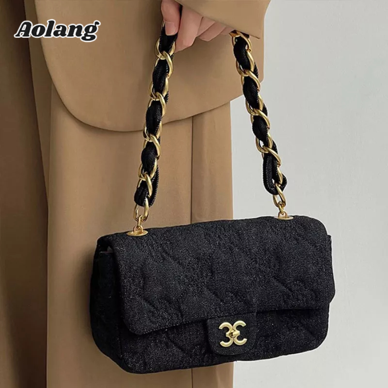 Túi Đeo Chéo Vải denim Thêu Họa Tiết Xinh Xắn Cho Nữ