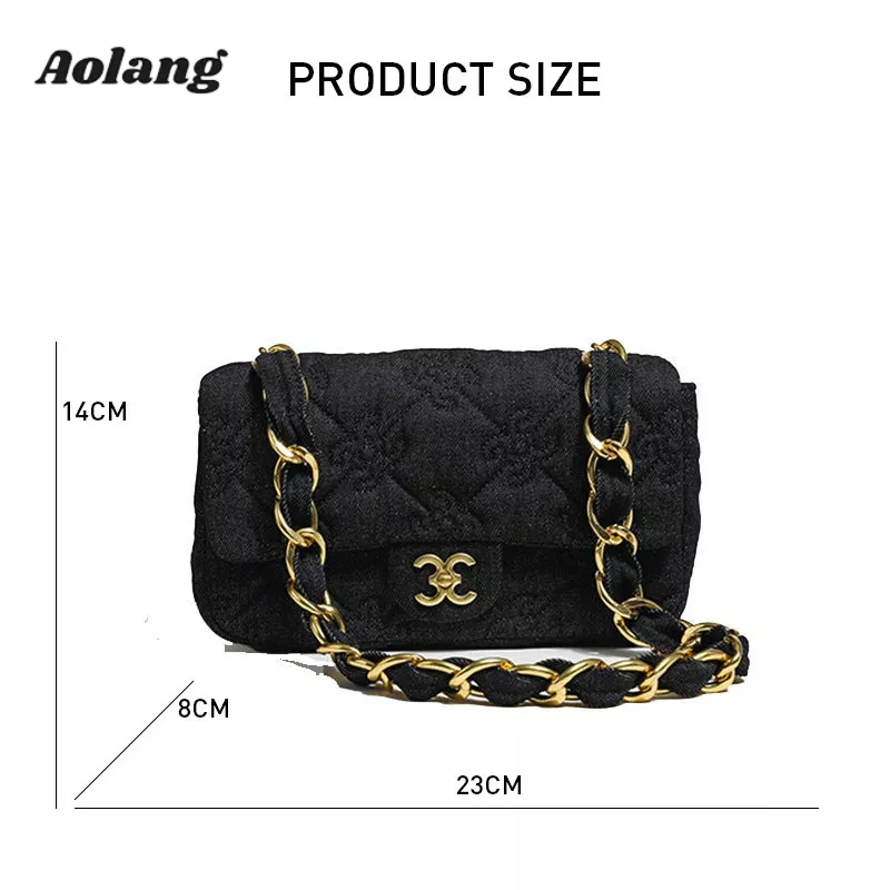 Túi Đeo Chéo Vải denim Thêu Họa Tiết Xinh Xắn Cho Nữ