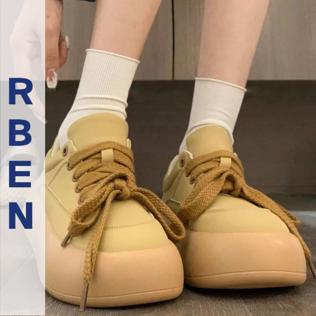 Giày lười RENBEN đế dày bằng vải cotton lót nhung màu trơn dễ thương