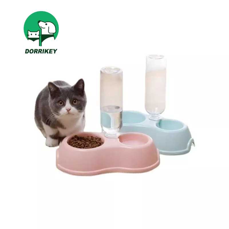 Bát ăn đôi DORRIKEY LI0136 gắn bình cấp nước tự động cho chó mèo