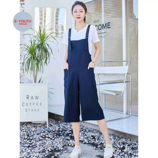 Eyouth 1516 jumpsuit nữ ống rộng vải lanh