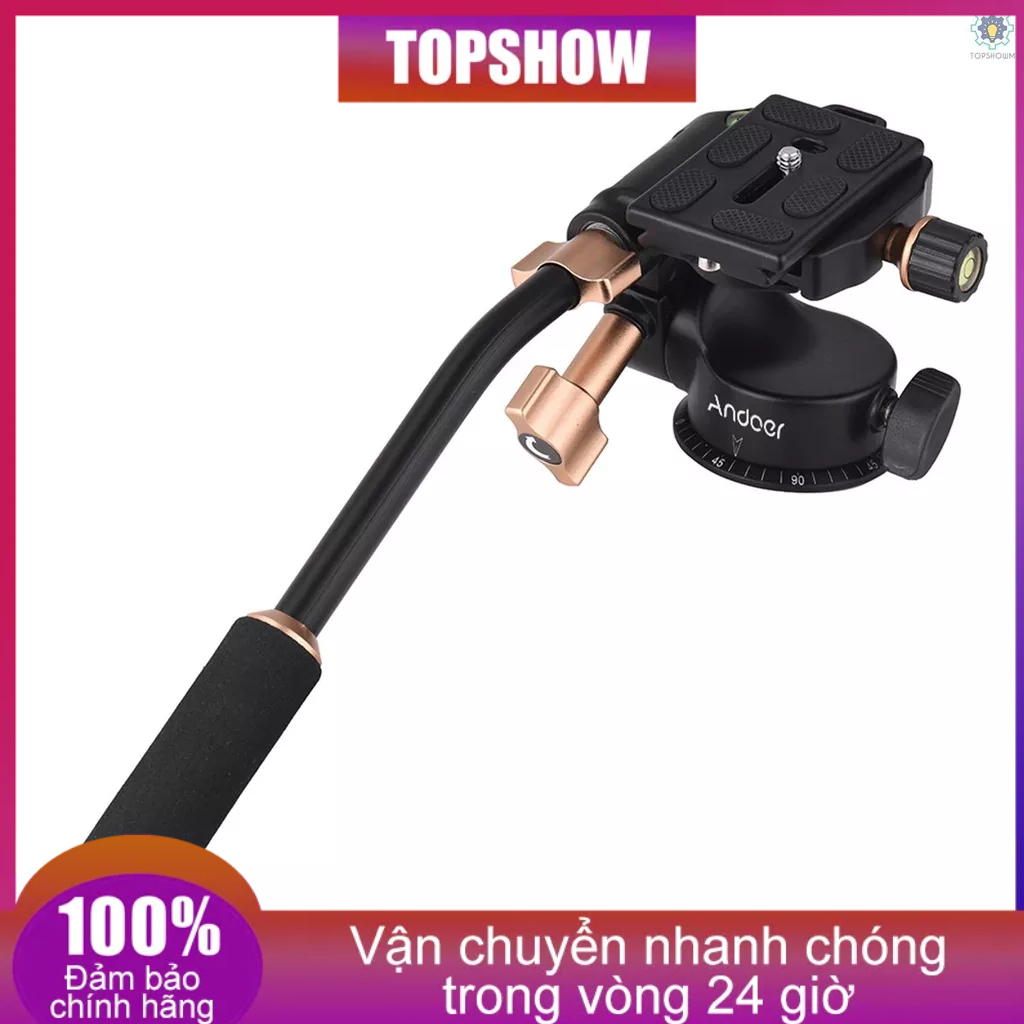 Đầu Giảm Xóc 3 Chiều Bằng Hợp Kim Nhôm Kèm Tay Cầm Chảo Hỗ Trợ 360 Độ Tosw) Andoer Q08S Andoer Q08S° Ốc Vít 3 / 8 "Gắn Máy Ảnh DSLR ILDC 1 / 4" Ốc Vít 3 / 8 "