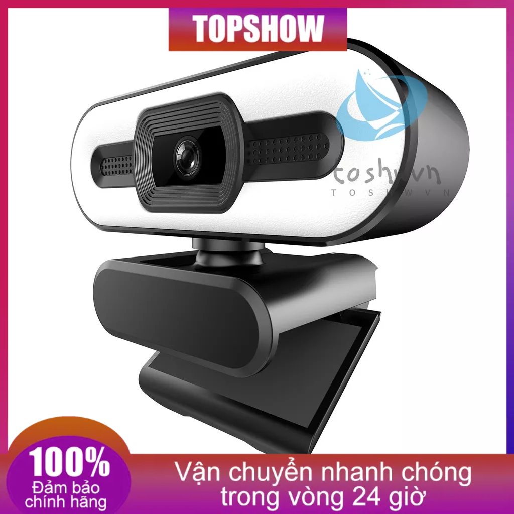 Webcam Full HD 1080P Có Vòng Đèn Cố Định Tích Hợp Micro USB Chuyên Dụng Cho Máy Tính Để Bàn / Laptop