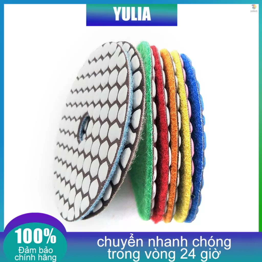 Bộ 7 Miếng Đệm Đánh Bóng Kim Cương 4 Inch Dành Cho Đá Hoa Cương / Xi Măng