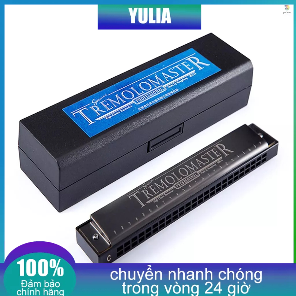 Kèn Harmonica 24 Lỗ Tông C Tông Đen Chuyên Nghiệp Cho Người Mới Bắt Đầu
